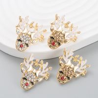 European And American Fashion Personality Drip Oil Antlers Alloy Diamond Elk Earrings main image 1