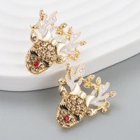 European And American Fashion Personality Drip Oil Antlers Alloy Diamond Elk Earrings main image 5