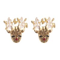 European And American Fashion Personality Drip Oil Antlers Alloy Diamond Elk Earrings main image 6