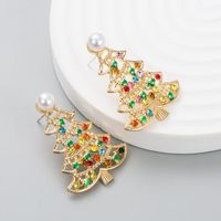 European And American Fashion Creative Alloy Diamond-studded Oil Drop Pearl Earrings main image 4