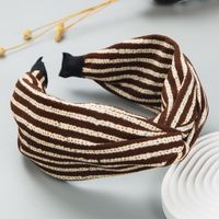 Korean Fashion Stripes Color-blocking Fabric Cross-knot Headband main image 3