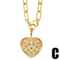 Vintage Thick Chain Necklace Hip Hop Simple Heart Elephant Copper Necklace main image 5