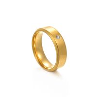 New Simple Double Beveled Edge Gold-plated Stainless Steel Inlaid Zircon Couple Ring main image 6