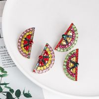 New Creative Jewelry Rhinestone Crystal Orange Stud Earrings Fruit Earrings main image 3