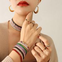 European And American Style Solid Color Retro Color Zircon Necklace Bracelet main image 1
