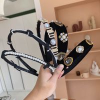 Fashion Bow Hairpin Hair Accessories Black Headband Pearl Rhinestone Headband main image 4