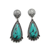 Boucles D&#39;oreilles Turquoise Créatives En Forme De Goutte Sculptées À La Mode, Bijoux D&#39;oreille Rétro main image 6