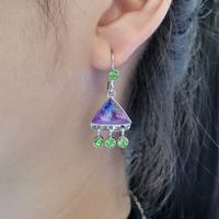 Fashion Creative Triangle Color Ocean Opal Earrings Tassel Earrings main image 3