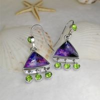 Fashion Creative Triangle Color Ocean Opal Earrings Tassel Earrings main image 4