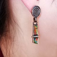 Retro Creative Spiral Colored Glass Earrings Bohemian Personalized Earrings main image 4