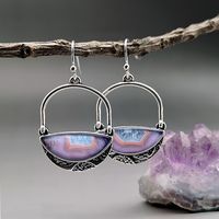 Nouvelles Boucles D&#39;oreilles En Agate Violette Boucles D&#39;oreilles En Pierres Précieuses Vintage En Gros main image 5