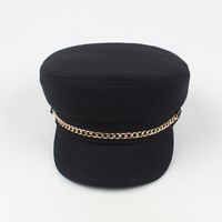 Spring New Fashion Metal Chain Hat Korean Style Simple Black Casual Flat Top Hat main image 4