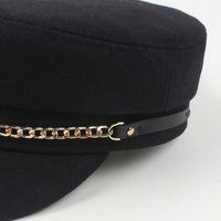 Spring New Fashion Metal Chain Hat Korean Style Simple Black Casual Flat Top Hat main image 2