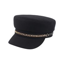 Spring New Fashion Metal Chain Hat Korean Style Simple Black Casual Flat Top Hat main image 6