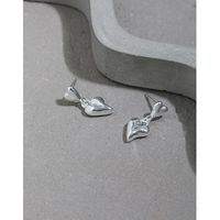 Korean Minimalist Double-layer Heart-shape Smooth Sterling Silver Earrings main image 3