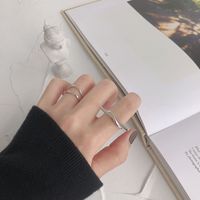 Korean S925 Sterling Silver Ring Minimalist Double-layer Line Glossy Female Ring main image 5