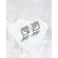 Korean Irregular Surface Geometric Hollow Square Sterling Silver Earrings main image 3