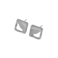 Korean Irregular Surface Geometric Hollow Square Sterling Silver Earrings main image 6