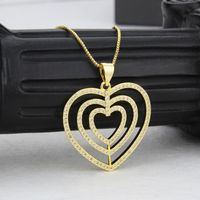 Fashion New Heart Inlaid Zirconium Pendant Fashion Nested Copper Necklace main image 3