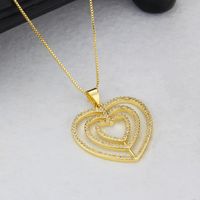 Fashion New Heart Inlaid Zirconium Pendant Fashion Nested Copper Necklace main image 4