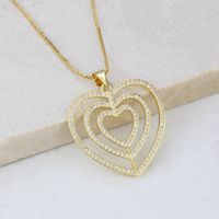 Fashion New Heart Inlaid Zirconium Pendant Fashion Nested Copper Necklace main image 5