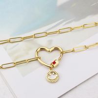 Fashion Heart Smiley Face Combination Two-color Heart-shaped Combination Copper Necklace main image 6