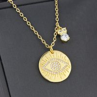 Fashion Eyes Round Brand Necklace Zircon Copper Pendant Necklace main image 4