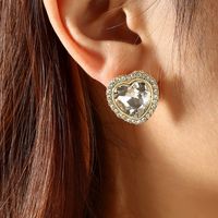 Full Diamond Heart Earrings Korean Version Of Crystal Mini Zircon Earrings main image 1