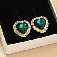 Full Diamond Heart Earrings Korean Version Of Crystal Mini Zircon Earrings main image 4