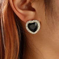 Full Diamond Heart Earrings Korean Version Of Crystal Mini Zircon Earrings main image 5