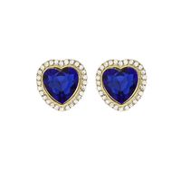 Full Diamond Heart Earrings Korean Version Of Crystal Mini Zircon Earrings main image 6
