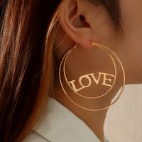 European And American Hollow Circle Letter Love Pendant Earrings main image 1