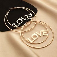 European And American Hollow Circle Letter Love Pendant Earrings main image 3