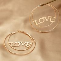 European And American Hollow Circle Letter Love Pendant Earrings main image 4