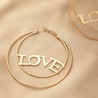 European And American Hollow Circle Letter Love Pendant Earrings main image 5