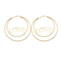 European And American Hollow Circle Letter Love Pendant Earrings main image 6