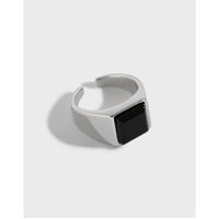 S925 Silver Geometric Square Micro-inlaid Agate Joint Ring Tail Ring main image 1