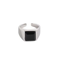 S925 Silver Geometric Square Micro-inlaid Agate Joint Ring Tail Ring main image 6