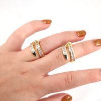 European And American Fashion Geometric Ring 18k Gold Copper Micro-inlaid Zircon Ring main image 4