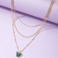 Popular New 3-layer Butterfly Necklace Simple Multi-color Stacking Necklace main image 2