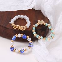 New Creative Simple Women's Small Flower Heart Stitching Ring 3-piece Set main image 5