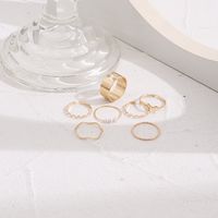Creative Simple Women's Tail Ring Hollow Butterfly Three Pearl Ring 7-piece Set main image 4