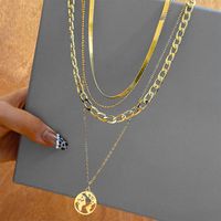 New Creative Exaggerated Hip Hop Snake Chain Map Pendant Four Layer Necklace main image 1