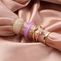 2021 Creative Simple Tail Ring Resin Butterfly Ring 5-piece Set main image 1