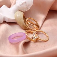 2021 Creative Simple Tail Ring Resin Butterfly Ring 5-piece Set main image 3