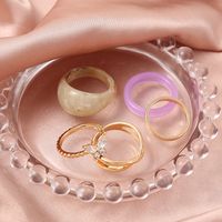 2021 Creative Simple Tail Ring Resin Butterfly Ring 5-piece Set main image 4
