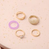 2021 Creative Simple Tail Ring Resin Butterfly Ring 5-piece Set main image 5