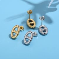Fashion Ot Buckle Pendant Titanium Steel Necklace Earrings Set main image 4