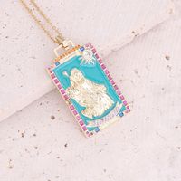 2022 New Dripping Eye Necklace Virgin Mary Square Brand Pendant Copper Necklace main image 4