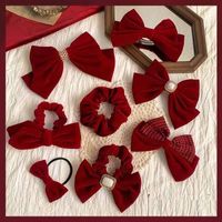 Red Bow Hair Ring Female Christmas Hairpin Hair Rope New Year Hair Accessory main image 1